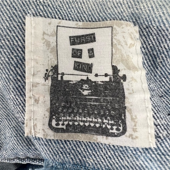 Furst Of A Kind Unisex American Flag Distressed Jean Vest Size Large - Picture 2 of 4